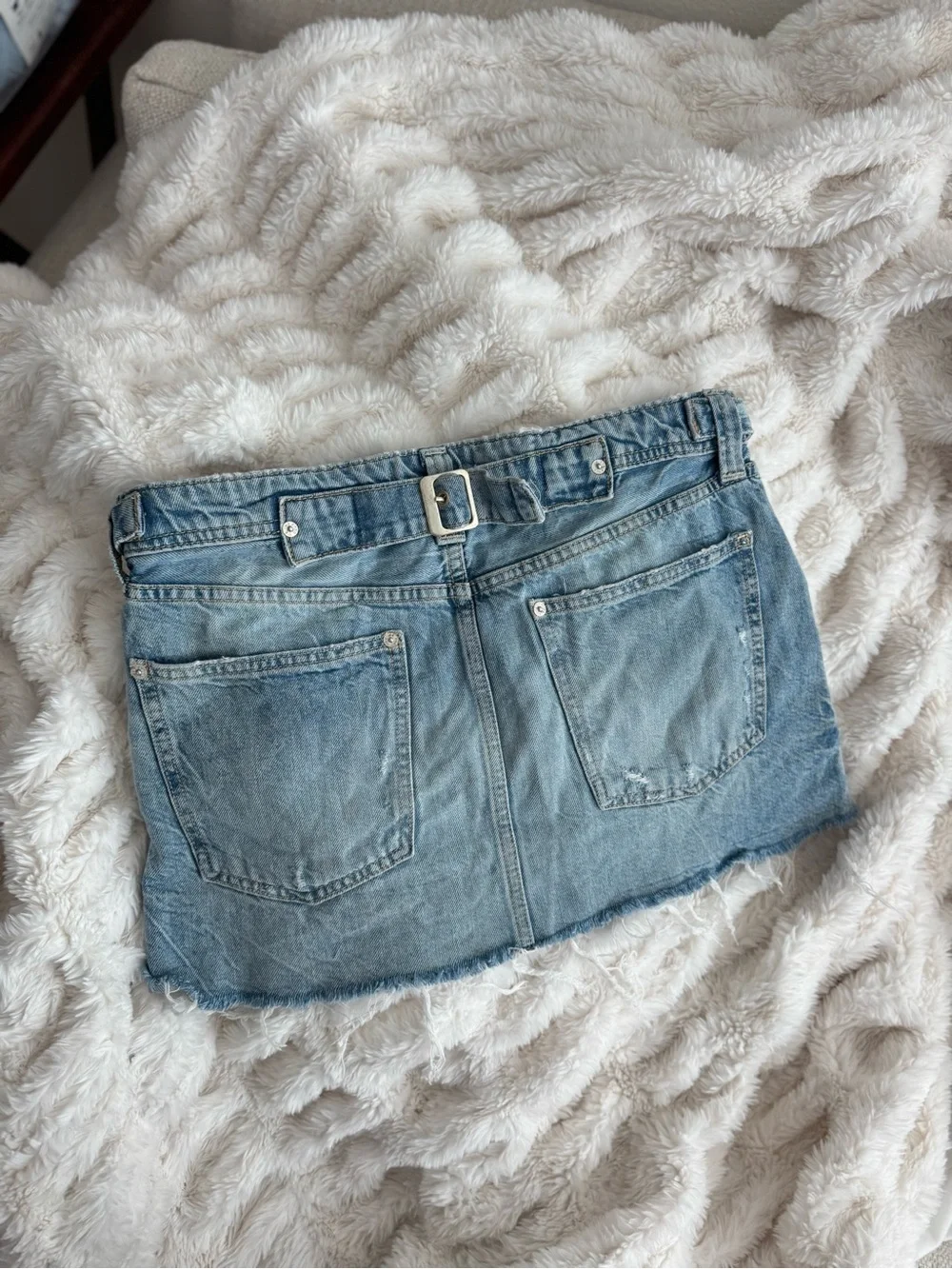 We The Free Light Blue Button-Front Denim Skirt
